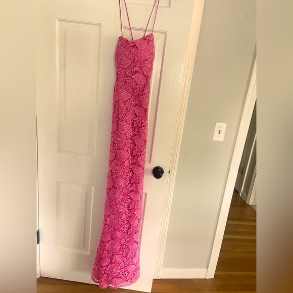 Pink floral prom dress with gems (worn once) in good condition - Picture 1 of 4